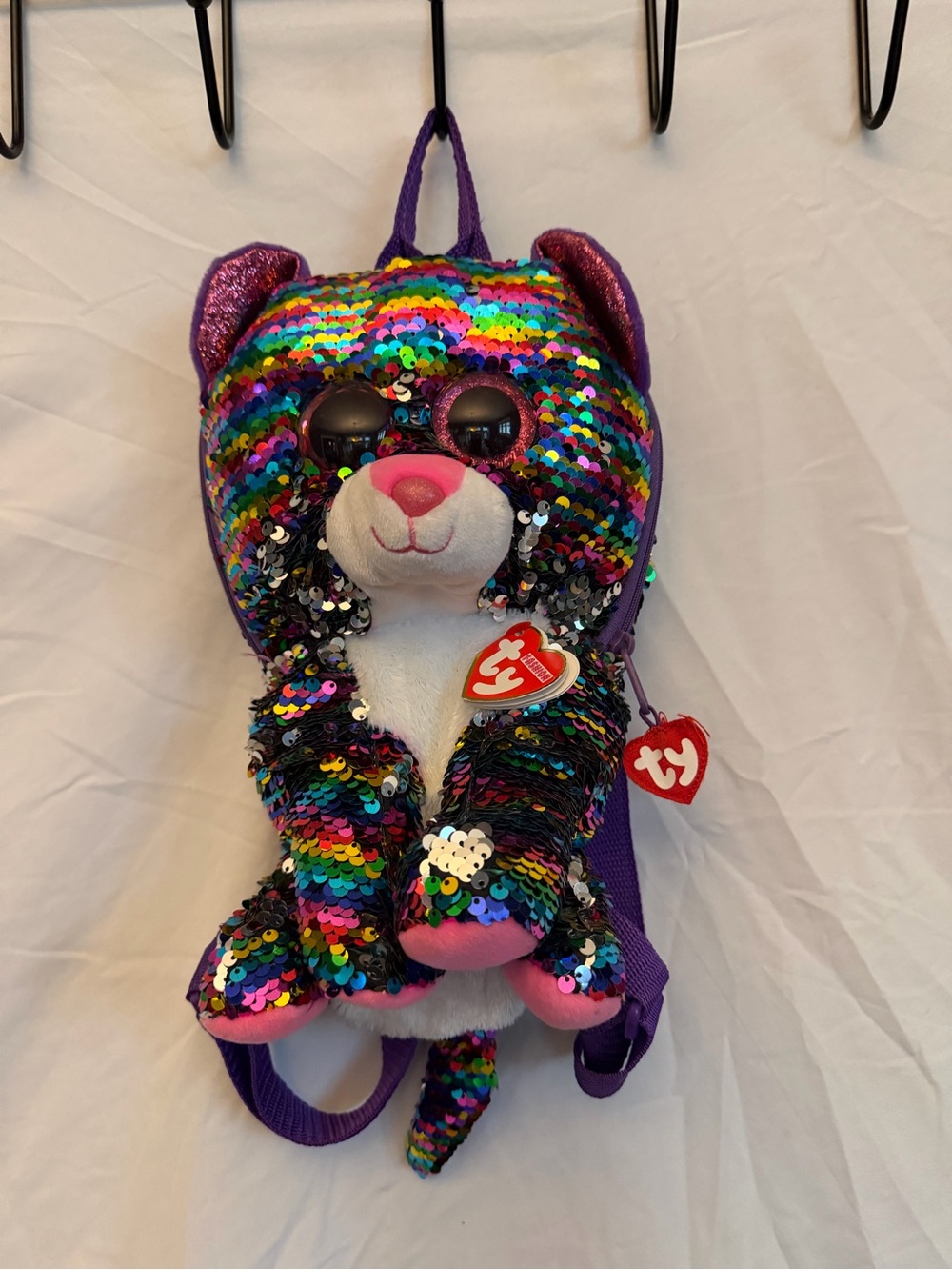 TY Sequin Plush Cat Dotty Backpack - Multicolor